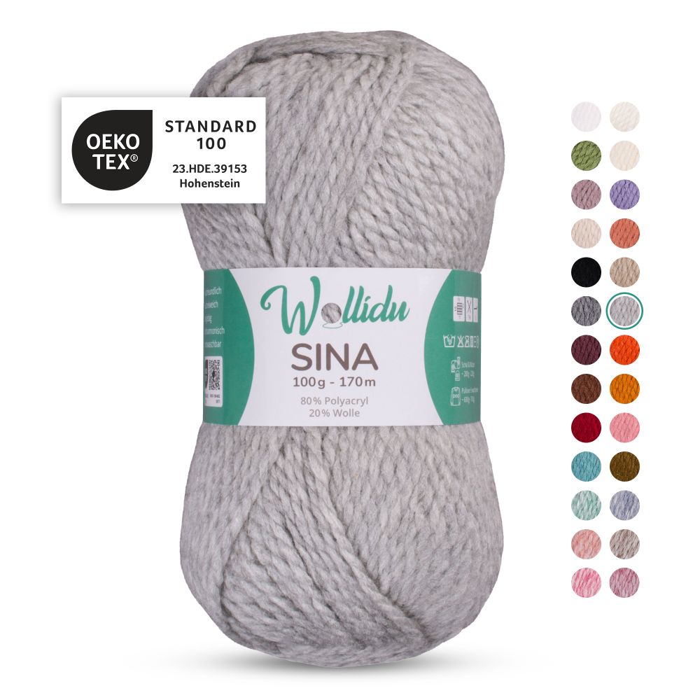 Acryl-Wollgarn 100g 170m – 80% Polyacryl 20% Wolle – Wollidu Sina