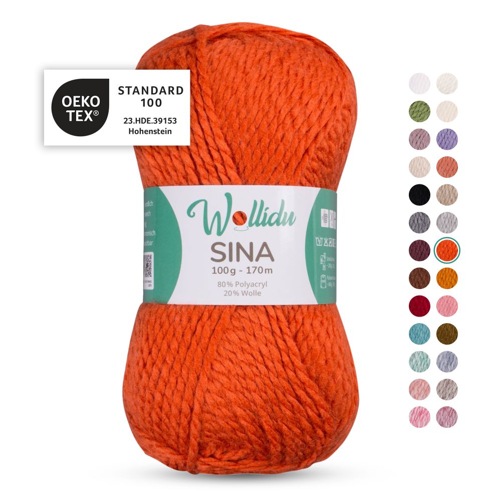 Acryl-Wollgarn 100g 170m – 80% Polyacryl 20% Wolle – Wollidu Sina