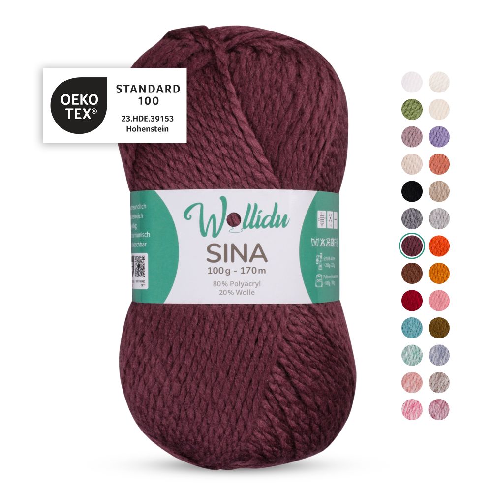 Acryl-Wollgarn 100g 170m – 80% Polyacryl 20% Wolle – Wollidu Sina