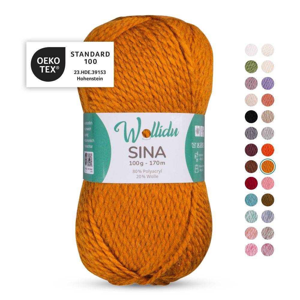 Acryl-Wollgarn 100g 170m – 80% Polyacryl 20% Wolle – Wollidu Sina