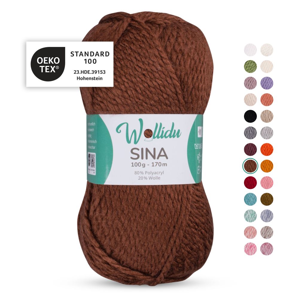 Acryl-Wollgarn 100g 170m – 80% Polyacryl 20% Wolle – Wollidu Sina