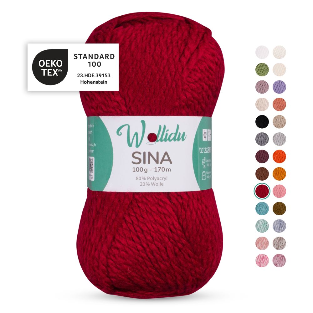 Acryl-Wollgarn 100g 170m – 80% Polyacryl 20% Wolle – Wollidu Sina