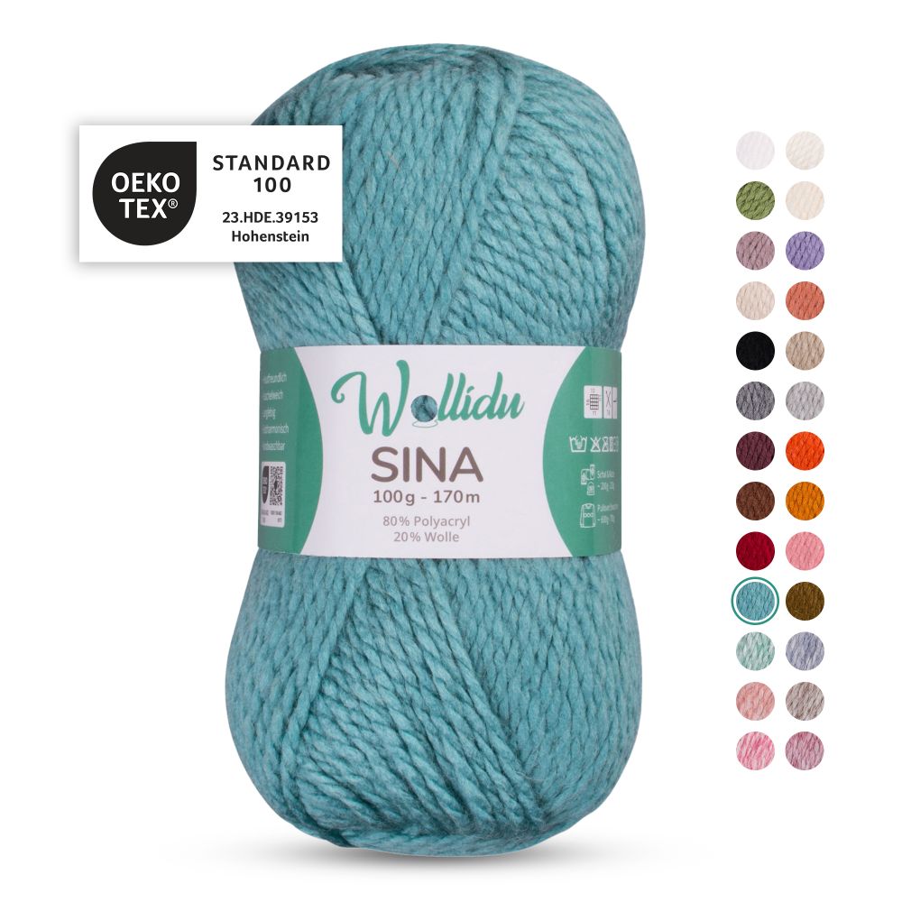 Acryl-Wollgarn 100g 170m – 80% Polyacryl 20% Wolle – Wollidu Sina