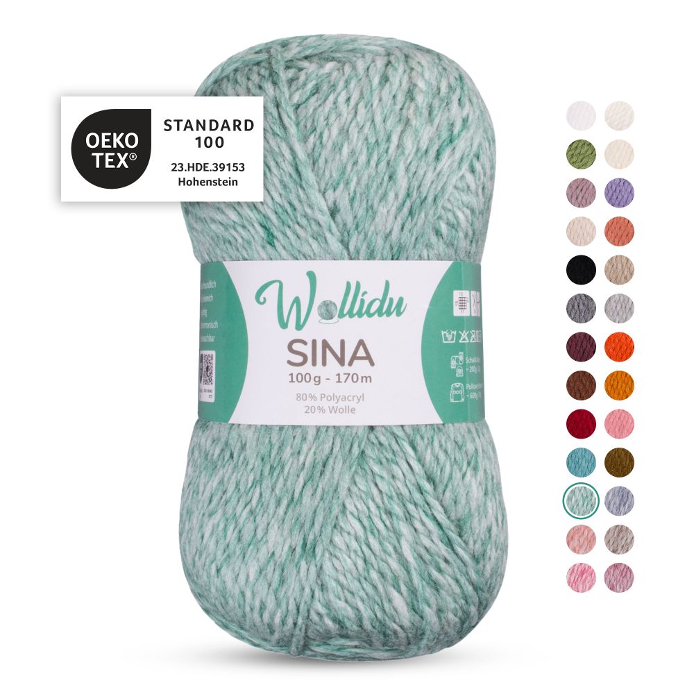 Acryl-Wollgarn 100g 170m – 80% Polyacryl 20% Wolle – Wollidu Sina