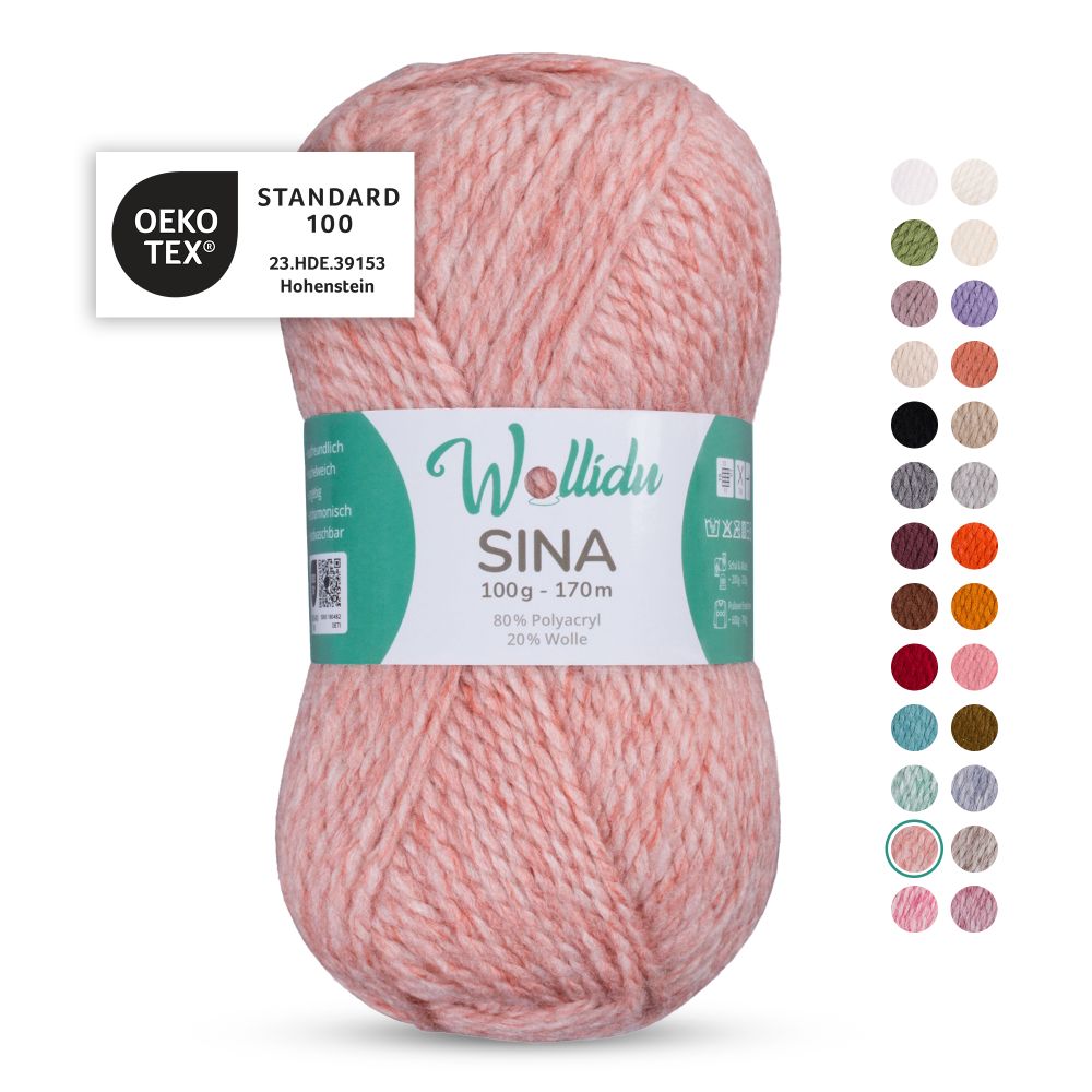 Acryl-Wollgarn 100g 170m – 80% Polyacryl 20% Wolle – Wollidu Sina