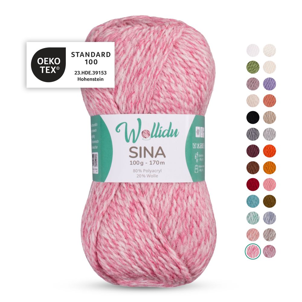 Acryl-Wollgarn 100g 170m – 80% Polyacryl 20% Wolle – Wollidu Sina