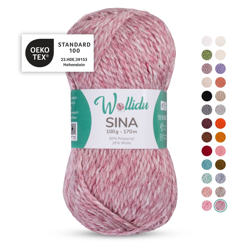 Acryl-Wollgarn 100g 170m – 80% Polyacryl 20% Wolle – Wollidu Sina